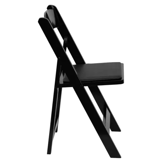 Emma and Oliver 2 Pack Wedding Party Event Wood Folding Chair with Vinyl Padded Seat Black {5}