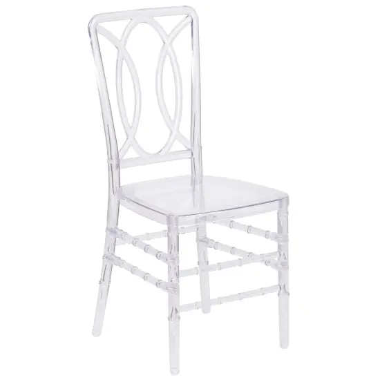 Emma and Oliver Transparent Design Stacking Chair with Designer Back - Event Chair - UV Resistant Crystal Ice {1}