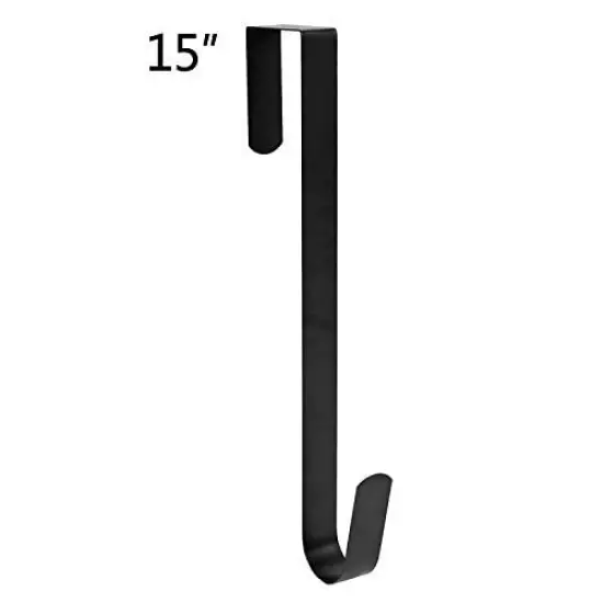 15" Wreath Hanger for Front Door Metal Over The Door Single Hook, Black(1) {5}