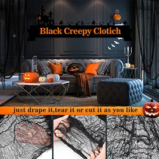 5Pcs Halloween Creepy Cloth Black 30&times;72inch - Halloween Decorations Clearance - Creepy Spooky Halloween Decorations Outdoor Indoor {5}