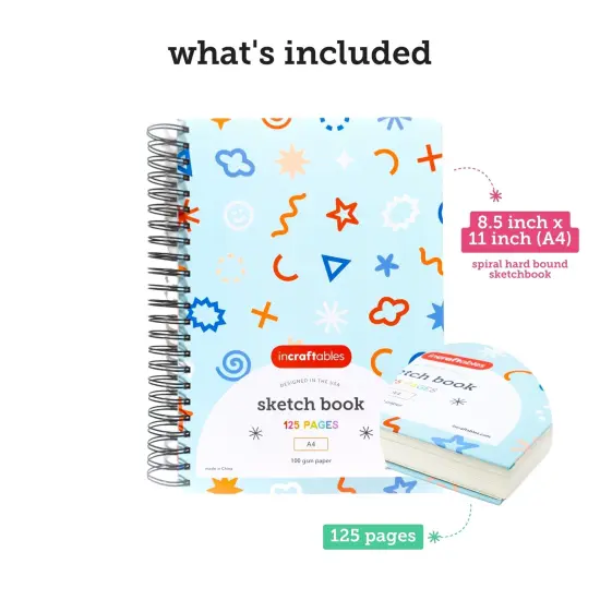 Incraftables Art Sketchbook (125 Pages) Hardcover & Spiral Bound 8.5&rdquo; x 11&rdquo; Sketch Book {3}