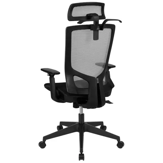 Emma and Oliver Ergonomic Mesh Office Chair-Synchro-Tilt, Pivot Headrest, Adjustable Arms Black {9}
