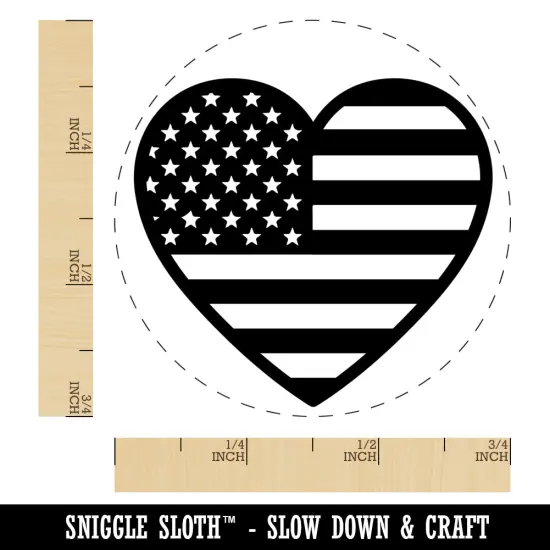 Heart Shaped American Flag United States of America USA Self-Inking Rubber Stamp for Stamping Crafting Planners Black {1}