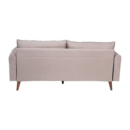 Emma and Oliver Carthage Upholstered Mid-Century Modern Pocket Spring Sofa with Wooden Legs and Removable Back Cushions Taupe {4}