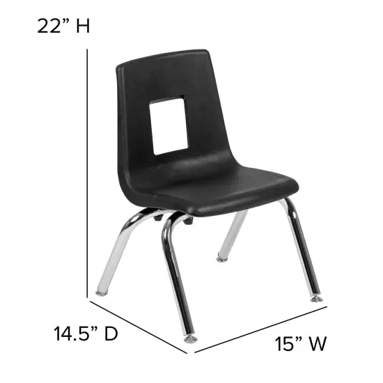 Emma and Oliver Student Stack School Chair - 12-inch Black {4}