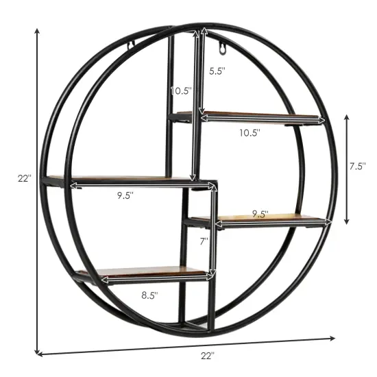 Hanging Storage Shelf Circular Wall-Mounted 4-Tier Rack {4}