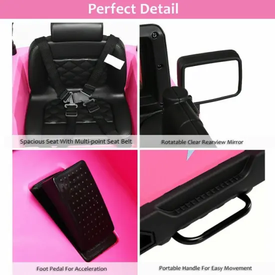 12V Kids Remote Control Riding Truck Car with LED Lights Perfect Gift for Boys Girls Pink {6}