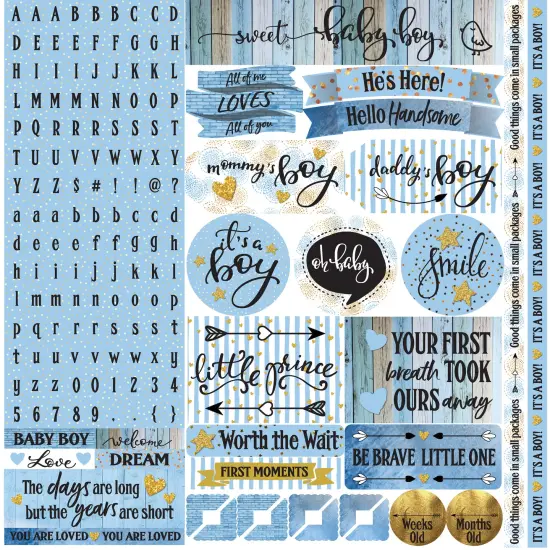 Reminisce Alpha Combo Cardstock Stickers 12"X12"-Oh Baby Boy {1}