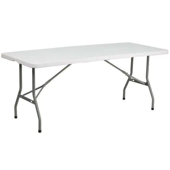 Emma and Oliver 6-Foot Bi-Fold Plastic Folding Table Granite White {1}