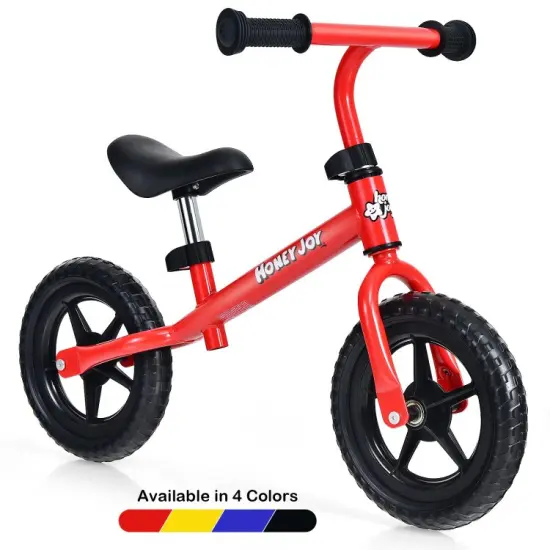 Kids No Pedal Balance Bike with Adjustable Handlebar and Seat Red {6}