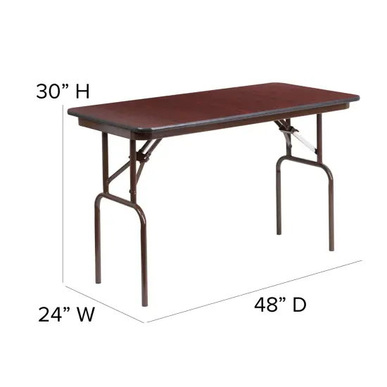 Emma and Oliver 4-Foot Mahogany Melamine Laminate Folding Banquet Table {5}