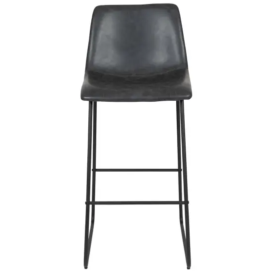 Merrick Lane 30 inch Faux Bar Height Bucket Seat Stools, Set of 2 Gray {3}