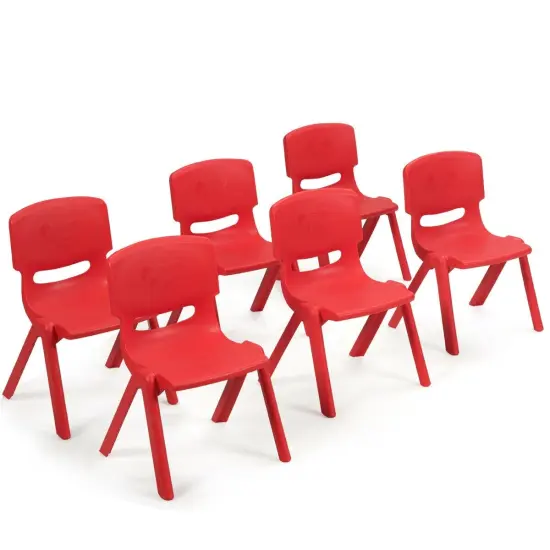 6-Pack Kids Plastic Stackable Classroom Chairs with Ergonomic Backrest Suitable for Various Occasions Blue {7}