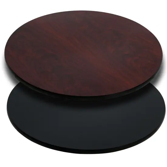 Emma and Oliver 36" Round Table Top with Reversible Laminate Top Black/Mahogany {1}