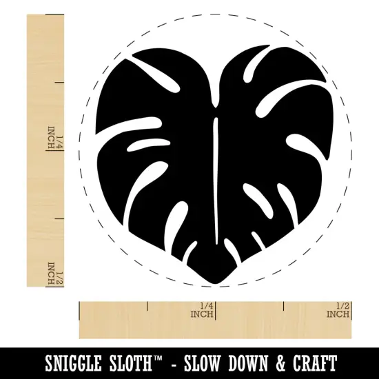 Monstera Leaf Swiss Cheese Plant Self-Inking Rubber Stamp for Stamping Crafting Planners Purple {1}