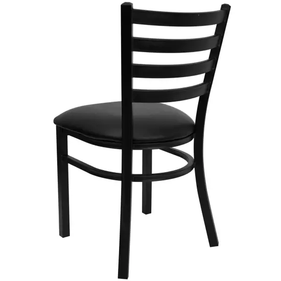 Emma and Oliver 2 Pack Ladder Back Metal Restaurant Chair BlackVYL/BlackMetal {3}