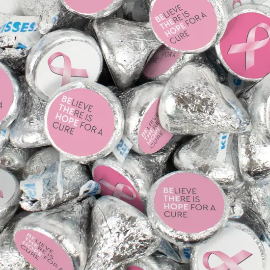 85 Pcs Breast Cancer Awareness Candy Chocolate Silver Hershey's Kisses (13.6oz) No Assembly Required {2}