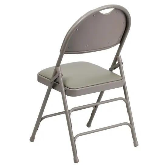 Emma and Oliver 4 Pack Home & Office Easy-Carry Party Events Padded Folding Chair GrayVinyl/GrayFrame {3}