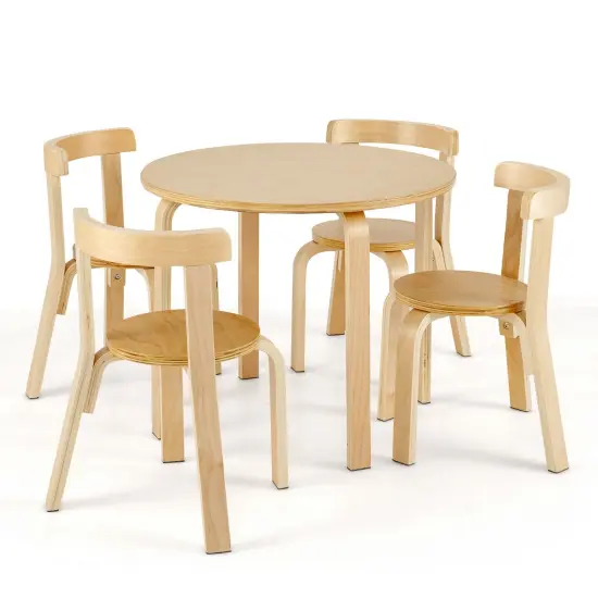 5-Piece Kids Wooden Curved Back Activity Table and Chair Set with Perfect Gift for Kids {1}