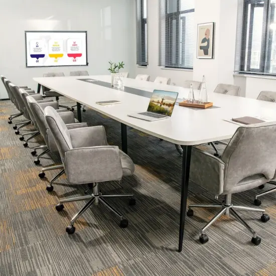 Adjustable Hollow Mid Back Leisure Office Chair with Armrest-Gray {3}