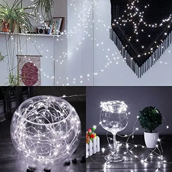 12 Pack Fairy Lights Battery Operated (Included), 6.5ft 20 LED Mini String Lights, Waterproof Silver Wire Firefly Starry Lights for DIY Wedding Christmas Party Mason Jars Decor, Cool White {5}