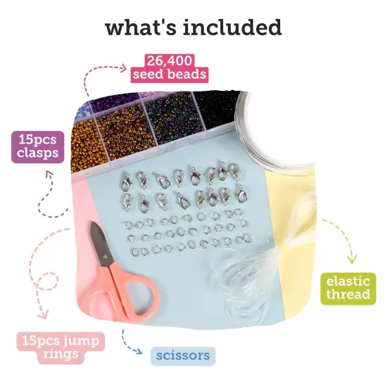 Incraftables 26400pcs Seed Beads for Jewelry Making (24 Colors). Best Waist Small 2mm Glass Bead Kit for DIY Bracelet & Necklace with Clasps, Jump Rings, Elastic String & Organizer for Adults & Kids {3}