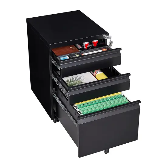 3 Drawer Mobile Locking File Cabinet, Rolling Filing Cabinet for Letter/A4 Size With 5 Wheels {5}