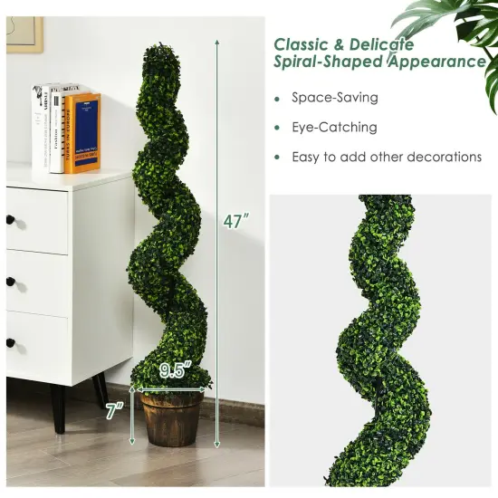 2 Pack 4 Feet Artificial Spiral Boxwood Topiary Indoor Outdoor Decor {3}