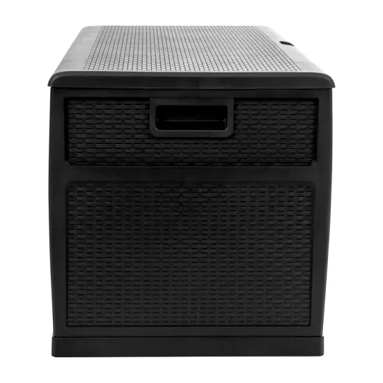 Merrick Lane 120 Gallon Weather Resistant Outdoor Storage Box for Decks, Patios, Poolside and More Black {5}