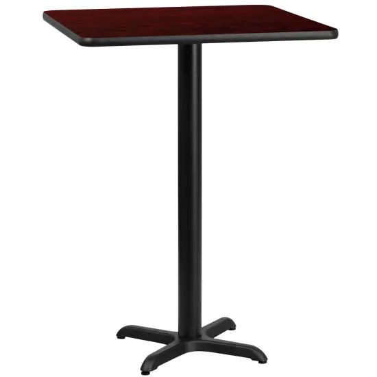 Emma and Oliver 24" Square Laminate Table Top with 22"x22" Bar Height Table Base Mahogany {1}