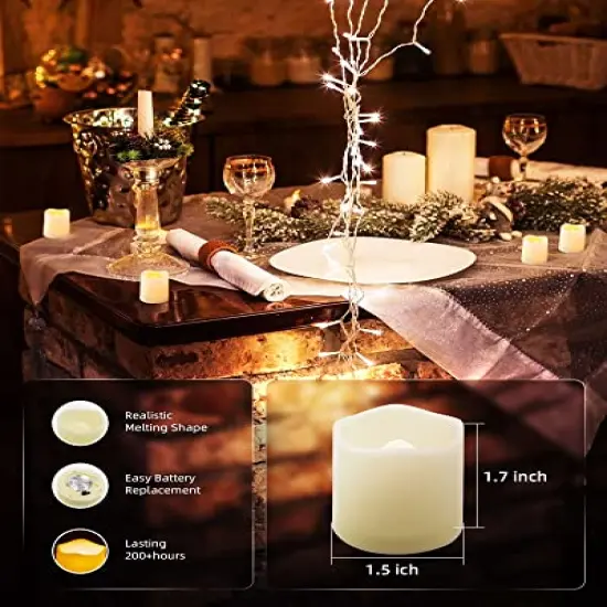 Flameless Votive Candles,Flameless Flickering Electric Fake Candle,24 Pack 200+Hour Battery Operated LED Tea Lights in Warm White for Wedding, Table, Festival, Halloween,Christmas Decorations {4}