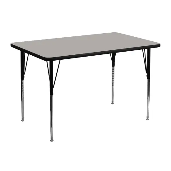 Emma and Oliver 30x48 Rectangle HP Laminate Adjustable Activity Table Gray {1}