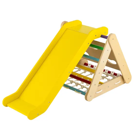 4 in 1 Triangle Climber Toy with Sliding Board and Climbing Net Multicolored {2}