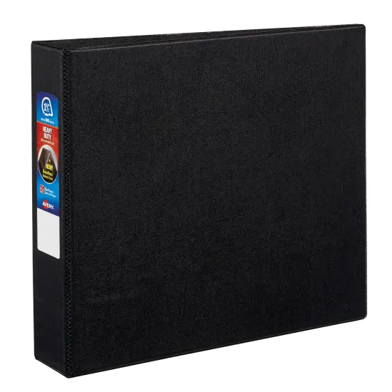 Avery Heavy-Duty Binder, 1-1/2" One-Touch Rings, 400-Sheet Capacity, DuraHinge, Black (79985) {1}
