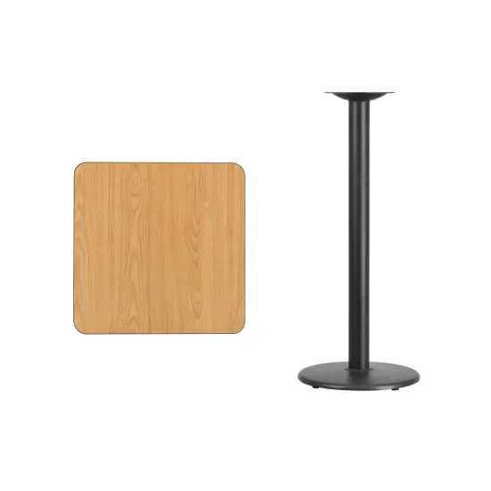 Emma and Oliver 24" Square Laminate Table Top with 18" Round Bar Height Table Base Natural {3}