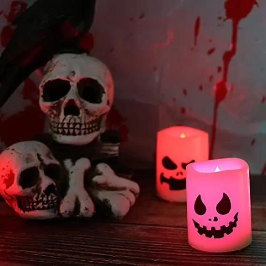 GenSwin Halloween Flameless Votive Candles Color Changing with Remote Timer, Battery Operated LED Tealight Candles for Halloween Home Decoration Gifts(6 Pack, 1.5&rdquo; x 2&rdquo;)(Battery Included) {5}