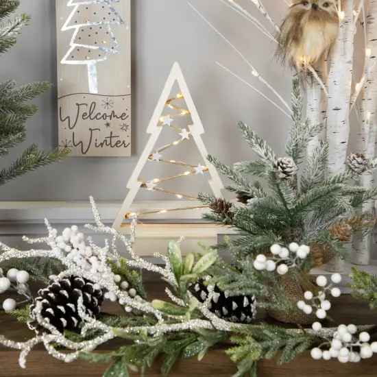 Northlight Lighted Wooden Christmas Tree with Stars Decoration - 11" Ivory {4}