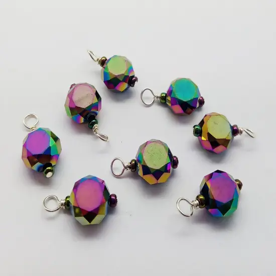 Metallic Mini Christmas Ornaments, 8 pieces with Hooks, Pretty Glass Baubles, Adorabilities {2}