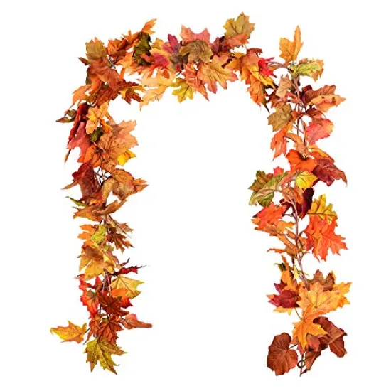 2 Pack Fall Garland Maple Leaf, 5.9Ft/Piece Hanging Vine Garland Artificial Autumn Foliage Garland Thanksgiving Decor for Home Wedding Fireplace Party Christmas {3}