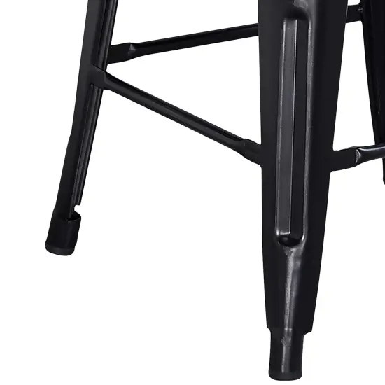 Merrick Lane Elba Series Metal Stool with Powder Coated Finish and Integrated Floor Glides Black {5}