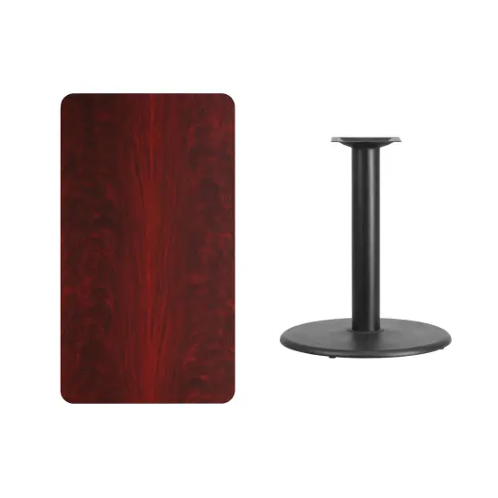 Emma and Oliver 24"x42" Rectangular Laminate Table with 24" Round Table Base Mahogany {3}