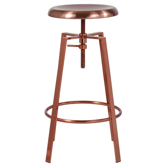 Merrick Lane Serling Series Industrial Style Bar Stool with Height Adjustable Swivel Seat Gold {7}