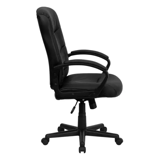 Emma and Oliver Mid-Back Fabric Executive Swivel Office Chair with Three Line Horizontal Stitch Back and Arms Black {5}