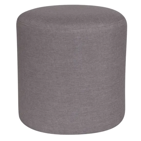 Emma and Oliver Upholstered Round Ottoman Pouf Black LeatherSoft {3}