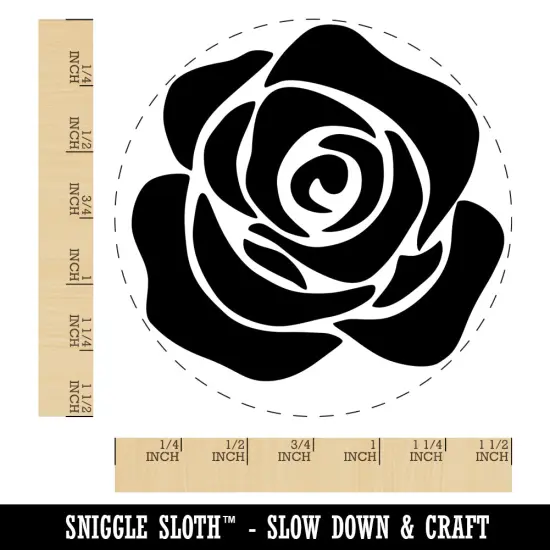 Rose Flower Solid Self-Inking Rubber Stamp for Stamping Crafting Planners Red {1}