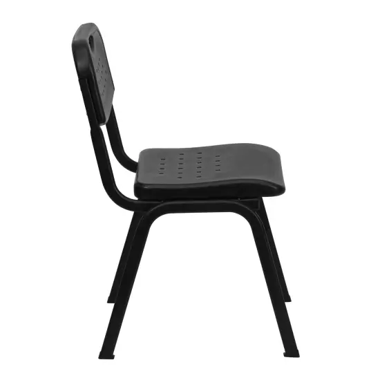 Emma and Oliver 880 lb. Capacity Plastic Stack Chair with Open Back Black {6}
