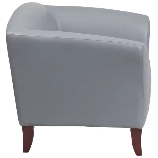 Emma and Oliver LeatherSoft Living Room/Reception Chair with Cherry Wood Feet Gray {5}