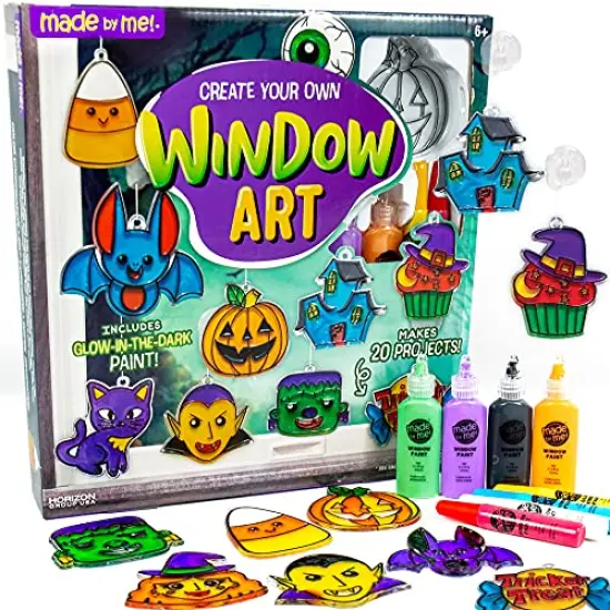 Made By Me Create Your Own Halloween Window Art, DIY Suncatcher Kit and Clings, Great Staycation or Sleepover Activity, Fun Group Activity, Arts and Crafts Set for Kids Ages 6, 7, 8, 9 {1}