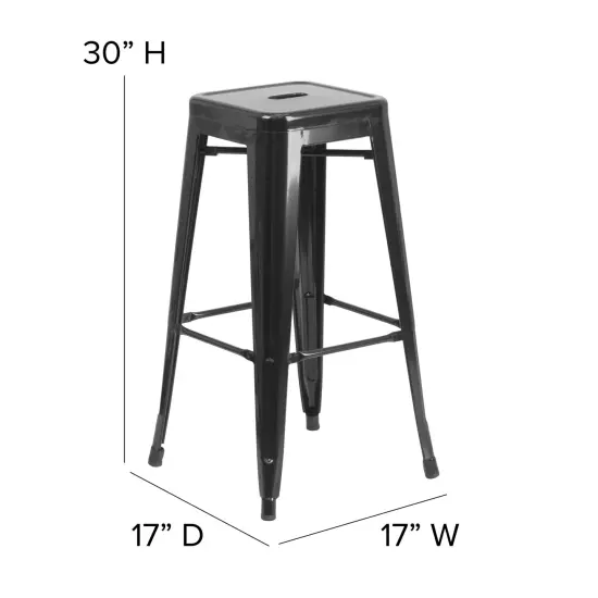 Merrick Lane Newark Series Backless Metal Stool with Square Seat for Indoor-Outdoor Use Crystal Teal-Blue {9}