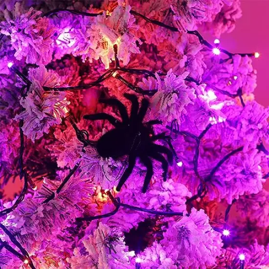 Halloween Lights, 66FT 200 LED Plug in Green Wire String Light, 8 Lighting Modes Waterproof Fairy Mini Lights for Indoor Outdoor Christmas Wedding Party Decorations (Orange & Purple) {5}